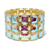 94531, SQUARE RHINESTONE ACCENT STRETCH BRACELET, WEDDING, BRIDAL, PROM