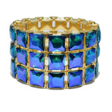 94531, SQUARE RHINESTONE ACCENT STRETCH BRACELET, WEDDING, BRIDAL, PROM