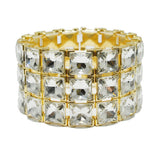 94531, SQUARE RHINESTONE ACCENT STRETCH BRACELET, WEDDING, BRIDAL, PROM