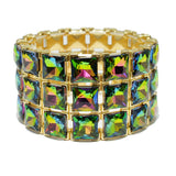 94531, SQUARE RHINESTONE ACCENT STRETCH BRACELET, WEDDING, BRIDAL, PROM