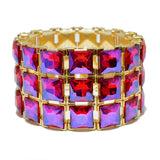 94531, SQUARE RHINESTONE ACCENT STRETCH BRACELET, WEDDING, BRIDAL, PROM