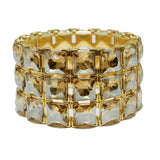 94531, SQUARE RHINESTONE ACCENT STRETCH BRACELET, WEDDING, BRIDAL, PROM