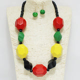 94542, COLORFUL GEOMETRIC WOOD NECKLACE