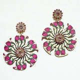 94551, ABSTRACT ROSE PRINT FLOWER WOOD EARRING