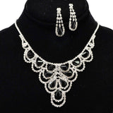 94591, PAVE WITH TEARDROP RHINESTONE ACCENT NECKLACE, WEDDING, BRIDAL, PROM