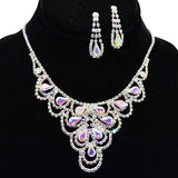 94591, PAVE WITH TEARDROP RHINESTONE ACCENT NECKLACE, WEDDING, BRIDAL, PROM