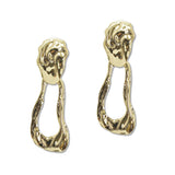 108430, GOLD DIPPED BRASS HAMMERED GEOMETRIC EARRING