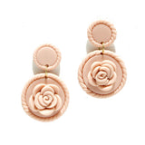 94626, 3D ROSE FLOWER CLAY RUBBER EARRING