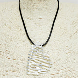 94645, SCRATCH METAL HEART WITH LEATHER CORD NECKLACE, VALENTINE'S DAY