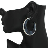 94650, CELLULOID ACETATE WITH PAVE RHINESTONE HOOP EARRING