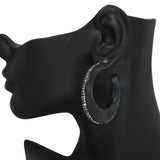 94650, CELLULOID ACETATE WITH PAVE RHINESTONE HOOP EARRING