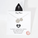 94657, "DOG MOM" 18K GOLD DIPPED PAW ENGRAVED PENDANT NECKLACE, MOTHER'S DAY