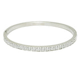 94680, PAVE RHINESTONE ACCENT STAINLESS STEEL BANGLE BRACELET