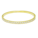 94680, PAVE RHINESTONE ACCENT STAINLESS STEEL BANGLE BRACELET