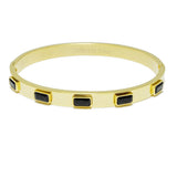 94682, RECTANGLE RHINESTONE ACCENT STAINLESS STEEL BANGLE BRACELET