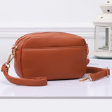 94695, 2 ZIPPER POCKETS FAUX LEATHER MINI CROSSBODY BAG