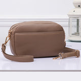 94695, 2 ZIPPER POCKETS FAUX LEATHER MINI CROSSBODY BAG