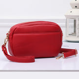 94695, 2 ZIPPER POCKETS FAUX LEATHER MINI CROSSBODY BAG