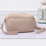 94695, 2 ZIPPER POCKETS FAUX LEATHER MINI CROSSBODY BAG