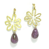 94703, FLOWER WITH RESIN STONE ACCENT EARRING