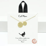 94710, GOLD DIPPED, "CAT MOM" CHARM NECKLACE, MOTHER'S DAY