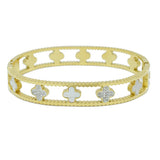 94778, CLOVER ACCENT STAINLESS STEEL BANGLE BRACELET