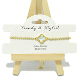 94779, CLOVER ACCENT CUBIC ZIRCONIA ADJUSTABLE BRACELET