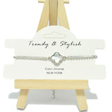 94779, CLOVER ACCENT CUBIC ZIRCONIA ADJUSTABLE BRACELET