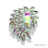 94818, TEARDROP & MARQUISE RHINESTONE PIN BROOCH