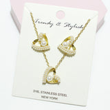 94822, HEART STAINLESS STEEL PENDANT NECKLACE SET, VALENTINE'S DAY