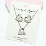 94822, HEART STAINLESS STEEL PENDANT NECKLACE SET, VALENTINE'S DAY