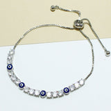 94862, ROUND EVIL EYE CUBIC ZIRCONIA ADJUSTABLE BRACELET