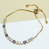 94862, ROUND EVIL EYE CUBIC ZIRCONIA ADJUSTABLE BRACELET