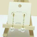 94863, FRESHWATER PEARL HEART DROP DANGLE BRASS EARRING, VALENTINE'S DAY