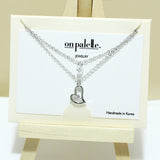 94883, 14K GOLD DIPPED, DAINTY HEART CHARM DOUBLE LAYERED NECKLACE, VALENTINE'S DAY