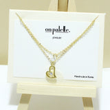 94883, 14K GOLD DIPPED, DAINTY HEART CHARM DOUBLE LAYERED NECKLACE, VALENTINE'S DAY