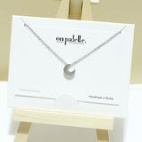 94886, 14K GOLD DIPPED, DAINTY CRESCENT MOON SLIDE CHARM NECKLACE