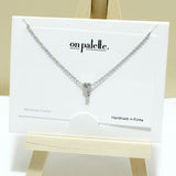 94887, WHITE GOLD DIPPED, DAINTY KEY SLIDE CHARM NECKLACE