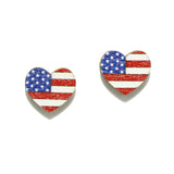 94888, AMERICAN FLAG PRINT WOOD STUD EARRING
