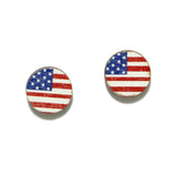 94888, AMERICAN FLAG PRINT WOOD STUD EARRING