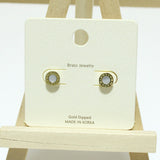 94889, GOLD DIPPED, ROMAN NUMERIC ACCENT ROUND STUD EARRING
