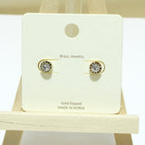 94889, GOLD DIPPED, ROMAN NUMERIC ACCENT ROUND STUD EARRING