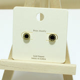 94889, GOLD DIPPED, ROMAN NUMERIC ACCENT ROUND STUD EARRING