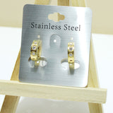 94893, 14K GOLD DIPPED, PAVE RHINESTONE STAINLESS STEEL HUGGIES EARRING
