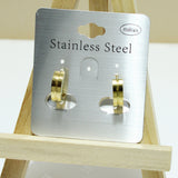 94896, 14K GOLD DIPPED, MID TEXTURED STAINLESS STEEL ROUND HUGGIES EARRING