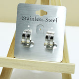 94898, 14K GOLD DIPPED, PAVE RHINESTONE STAINLESS STEEL ROUND HUGGIES EARRING