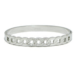 94901, PAVE CHAIN ACCENT STAINLESS STEEL BANGLE BRACELET
