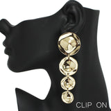 94910, ROUND GEOMETRIC DROP DANGLE CLIP ON EARRING
