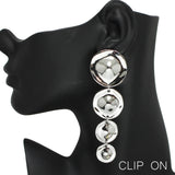 94910, ROUND GEOMETRIC DROP DANGLE CLIP ON EARRING