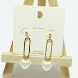 94914, GOLD DIPPED, HEART PEARL ACCENT BRASS EARRING